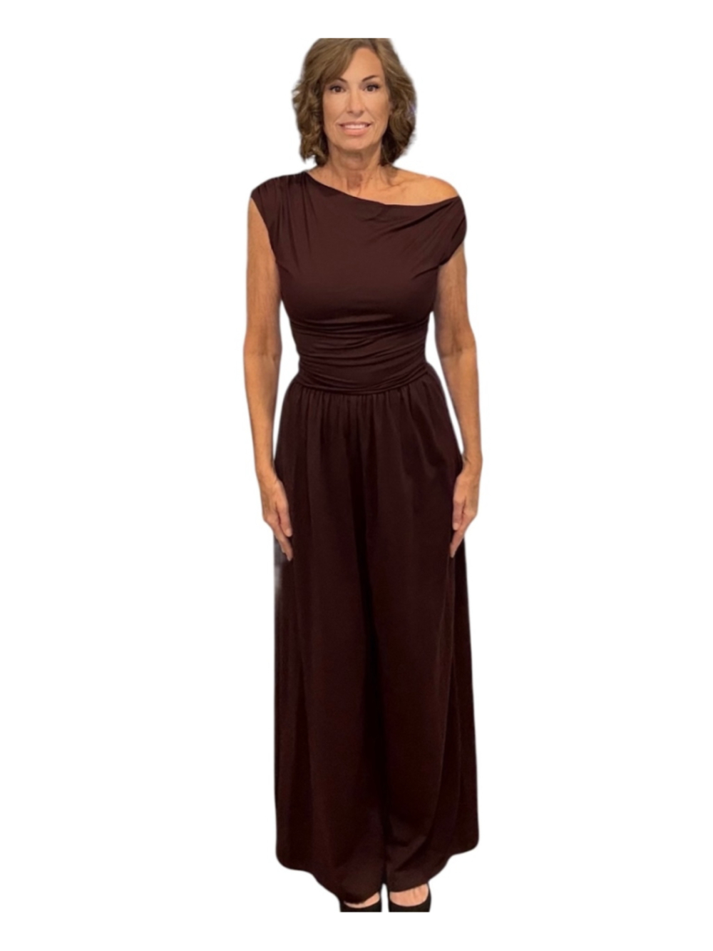 Susanna Monaco Asymmetrical Neckline Jumpsuit NWOT Size Small